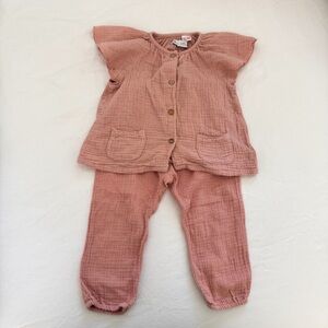 ZARA // Kids Pink Gauze Pant Set